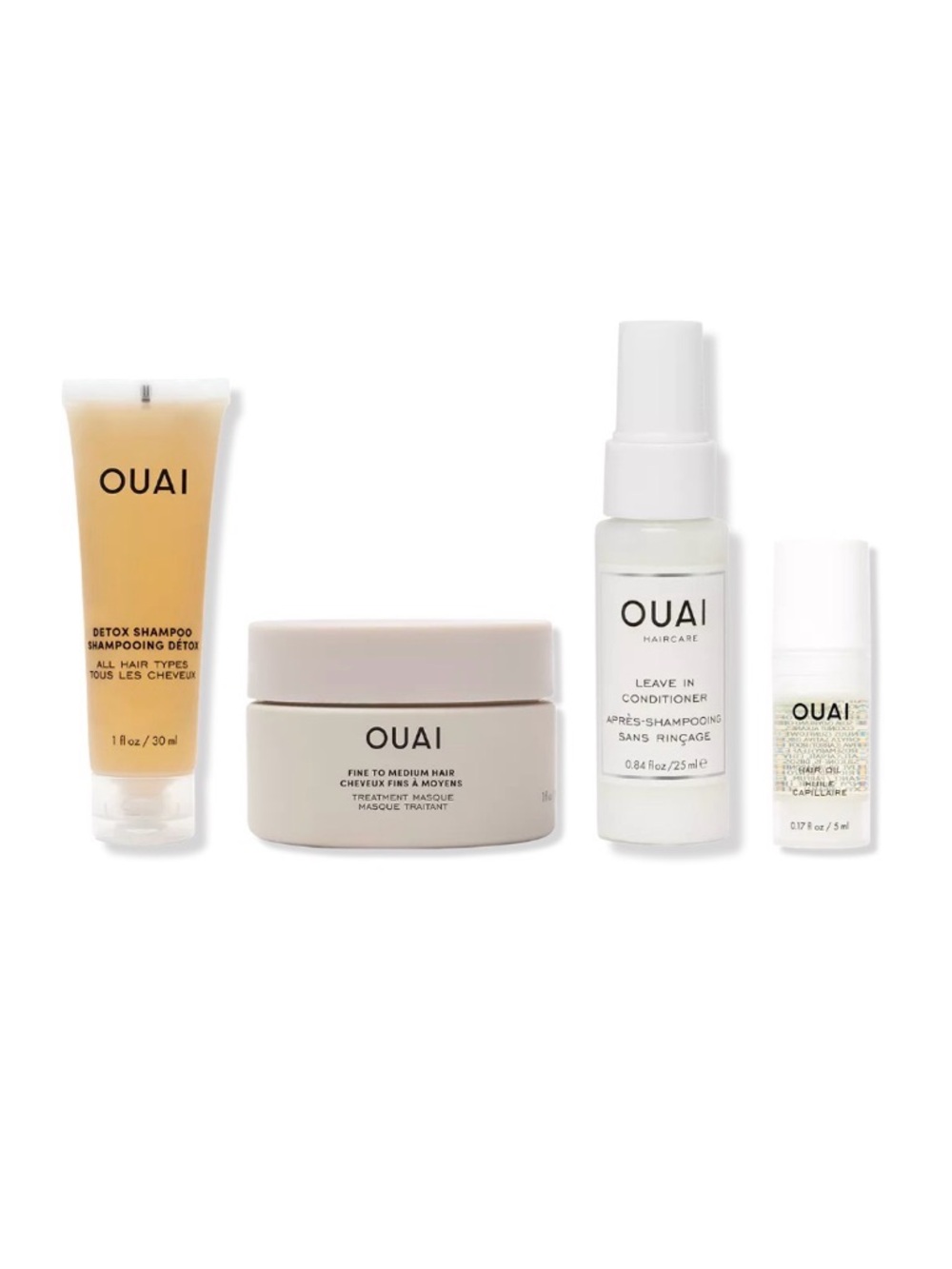 OUAI Haircare Set in Cream, White, and Pale Gold